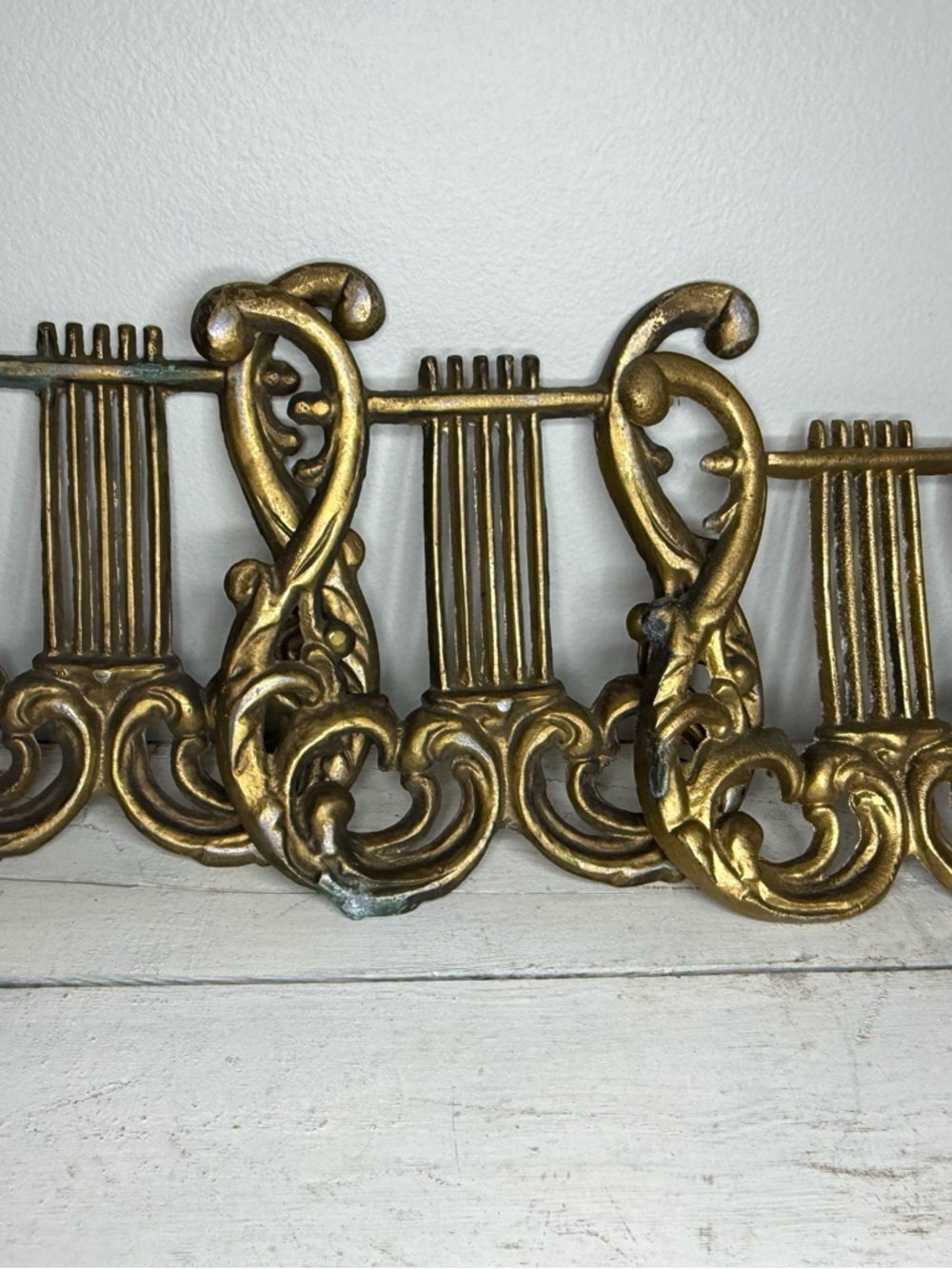 3 Vintage Iron Lyra HODA Harps Wall Hangings Decor Gilded MCM Home Decor